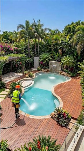 Tropical Lawn to Luxury Resort Style Pool 🌴💦 #shorts