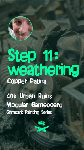 Now that we have rust, it’s time to add some patina. Here’s my quick and simple recipe. 1. Dio Light Brick 2. Black Oxide 3. Copper Blue Patin 4. Warplock Bronze 5. Balthazar Gold P.S. Feel free to use other paints or effects with similar colors and behavior — these just happened to be the ones I had on hand. 😉 Again thanks @rebel_pl for @ammomig stuff for testing 💪 | STUDIOLEVEL