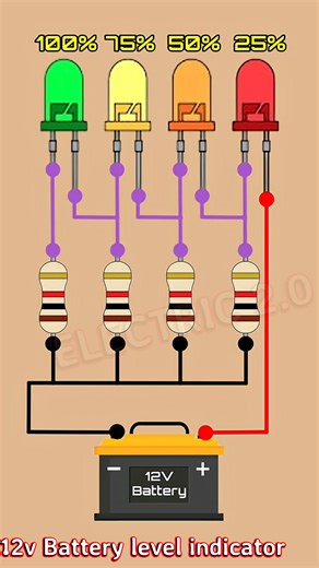 109K views · 599 reactions | 12v Battery level indicator #diy #shorts #electronics | Electric 2.0 | Facebook