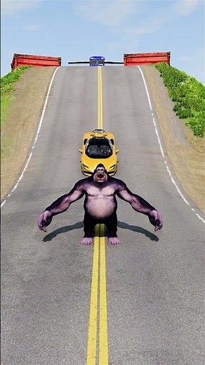 Flatbed Bus vs Hong Kong King Kong 3D Model BeamNG Crash Challenge #beamngshorts