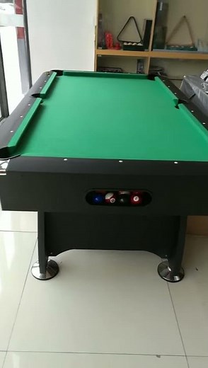 7ft auto ball return billiard table american pool table, black finish with green cloth.