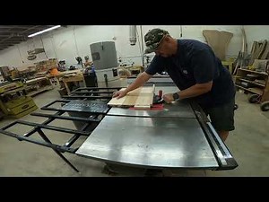 Showing my son how square up boards with the table saw and chop saw.