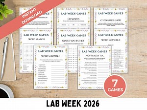 Printable Lab Week 7 Games Bundle, 2026 Lab Week, Co-worker Games, Laboratory Week Activities, Lab Worker Games - Etsy