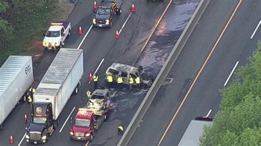 Fiery crash snarls traffic on stretch of NJ Turnpike