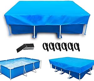 87 x 59 inch Rectangle Pool Cover for Outdoor Above Ground Pool 7.3 ft x 4.9 ft Rectangular Pool Cover with Drawstrings 7ft Pool Covers Dust PE Blue Dustproof Waterproof 7 x 4 Swimming Pool Cover