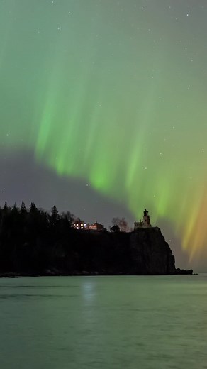 Aurora lights up the skies over Split Rock Lighthouse in Two Harbors, MN on 11-12-25. 📷Nathan Klok Photography | Nathan Klok