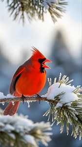 The Northern Cardinal in the Snow | Rhody Peach