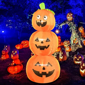 DeeKom Halloween Inflatables Decorations, Blow up Pumpkins 4ft, Built-in LED Lights Holiday Yard Décor for Outdoor, Garden Lawn Party