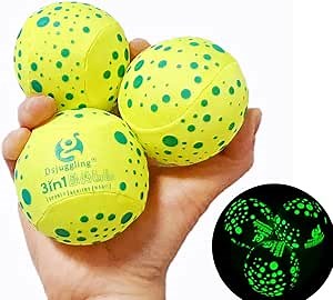 DSJUGGLING Glow in The Dark Juggling Balls, Dawson Juggling Soft UV & Luminous Reactive Juggling Ball Set - Pack of 3