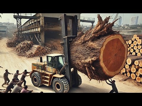 Watch the Amazing Sawmill Process of Giant Logs into Perfect Slabs!