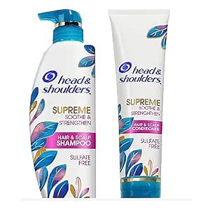 Head & Shoulders Supreme Anti-Dandruff Shampoo and Conditioner Set, 1% Pyrithione Zinc, Sulfate-Free, Argan Oil and Rose Essence, for Dry Scalp and Dandruff, 21.2 fl oz