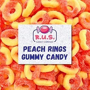 Peach Rings Gummies - Soft Chewy Peach Gummy Candy - Sweet Fruity Peach Ring Candy - Bulk Candy Rings for Party Snacks & Candy Buffet - Gluten Free Gummy Rings 1 Pack (8 oz)