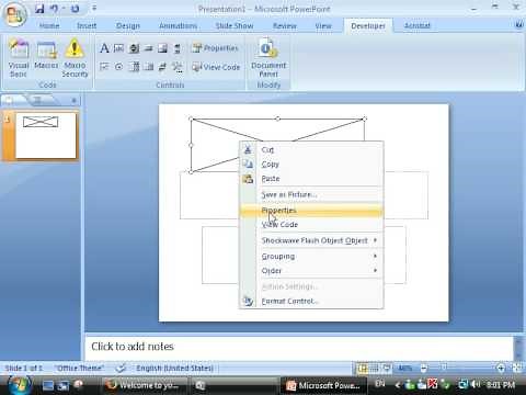 How to insert a Shokwave flash in Microsoft Power Point 2007