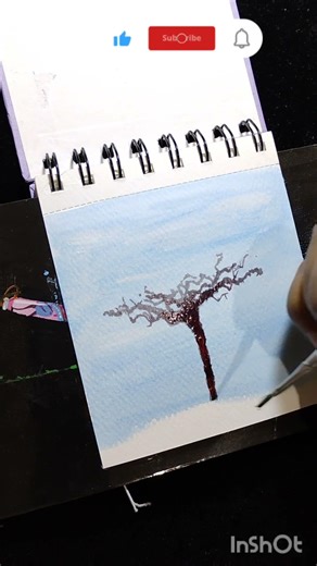 Satisfying Watercolor Tree Drawing Tutorial 🎨✨ #art #painting #drawing #artist #shorts #satisfying