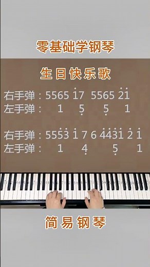 零基础学钢琴《生日快乐歌》。简易钢琴双手弹奏，简谱教学。#零基础学钢琴 #成人学钢琴#钢琴简谱 #钢琴教学 #生日快乐歌 @抖音小助手 @DOU+小助手