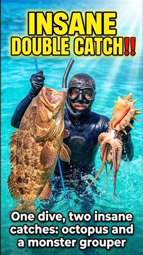 Insane Spearfishing Catch | Giant Grouper & OctopusHunt‼️ #viral #shortvideo #fishing