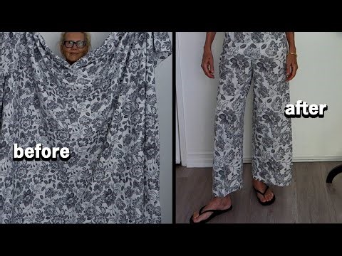 DIY BEDSHEET TO PAJAMA PANTS: Turn sheet into palazzo style pajama pants Pattern included