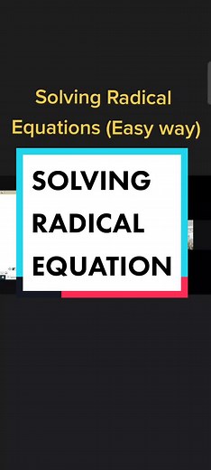 Solving Radical Equations (Easy way)