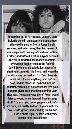September 16, 1977—Barnes, London. Marc Bolan is gone in an instant—a crash,