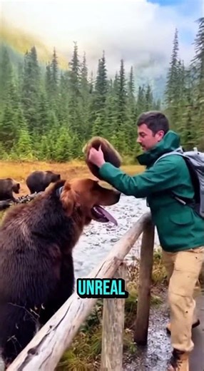 Grizzly Charges… Then THIS Happens! 😂 #BearPrank #ZooShock #USAViral #NatureComedy #UnexpectedMoment