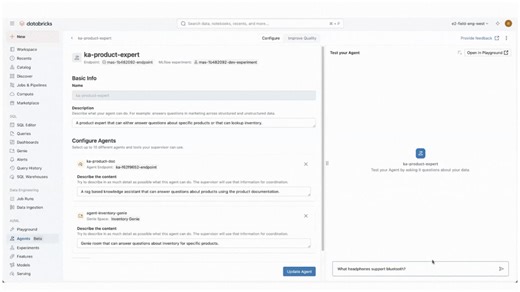 [Demo] See how Agent Bricks makes it easy to build custom AI agents that learn and improve with expert feedback 🧱 A knowledge assistant becomes a reliable Q&A chatbot over your documents — showing how teams can turn enterprise knowledge into intelligent, adaptable assistance. https://youtu.be/UGL28vHJhTo | Databricks