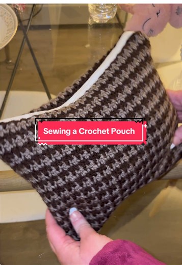 Ngl sewing with crochet is a little nerve rattling lol, yarn does not love a seam ripper 😅 I’m happy this one worked out 😂 I have a cute project pouch now, perfect for a small wip! 🧶 #crochet #crochetersoftiktok #sewing #sewingtiktok #yarn