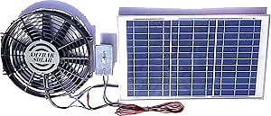 Amtrak Solar 50-Watt Solar-Powered Exhaust Fan – Quiet Cooling for Attic, Roof & Gable Vent – Waterproof, Ventilation for House, Garage, or RV – Plug & Play with On/Off Switch – Made in USA