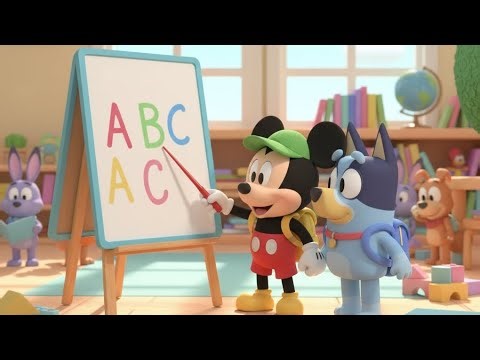 Bluey's & Mickey Mouse ABC Learning at School | Fun Alphabet for Kids