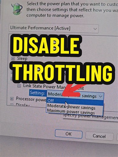 Stop letting default Windows power settings hold back your GPU! 🛑 Disabling PCI Express Link State Power Management keeps your graphics running at full performance on both desktop and laptop PCs. Simple fix to help boost FPS and stop sudden game stutters! 🚀 #pctips #pcgaming #fpsboost #windows11 #techtok