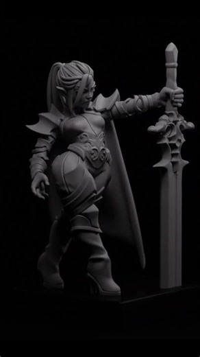 Fantasy 32mm Miniature – Female Elf Knight 3D Sculpt