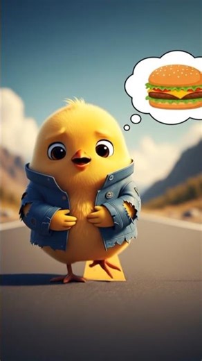 Little Chicken Hard Struggle To Eat Burger #cartoonvideo #viralvideo #cartoonforkids #shortsviral