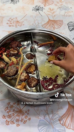 EASY HOTPOT AT HOME✨ This is a yearly tradition for my tamil family & I love love packing in all my veggies, mushrooms and tofu types in various broths! #vegan #veganfood #veganrecipes #hotpot #steamboat #hotpot🍲 #hotpotlover #plantbased #vegantiktok #dippingsauce #haidilao #haidilaohotpot #veganshare #veganfoodshare #noodles
