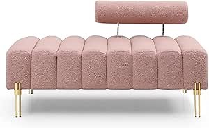 Modern Sofa Couch Loveseat Bench, Upholstered Tufted Settee Love seat with Gold Legs and Adjustable Backrest, Small Sofas and couhes end of Bed for Living Room, Bedroom, Shops 53.2"-Pink