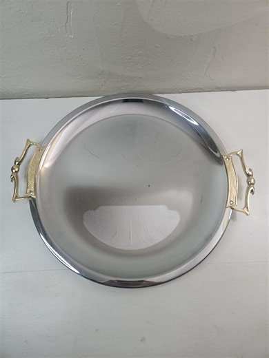 Kromex Silver Tray Brass Handles - Etsy