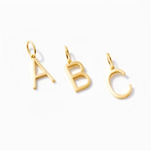 14k Solid Gold Alphabet Pendant: Classic Letters Charm - Etsy