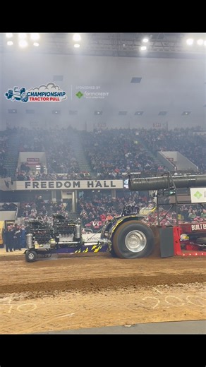“Full Blown Wicked” Super Modified Tractor roaring through Freedom Hall at the 2025 National Farm Machinery Show Championship Tractor Pull presented by Farm Credit Mid-America! #NFMS26 #TractorPulling #FarmShow #Tractor #Supercharged #Motorsport | Thurston Pulling Photos