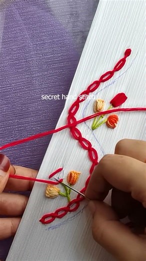 Flower : Beautiful Border flower design tutorial #handbroidery #shortsvideo #embrodering