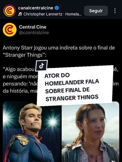 ANTONI STAR FALA SOBRE FINAL DE STRANGER THINGS #theboys #series #strangerthings #homelander #sadiesink
