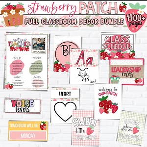 Strawberry Theme Editable CLASSROOM DECOR Bundle | Elementary Classroom Decor | Modern Classroom Decor | Boho Classroom Decor | Berry Decor - Etsy