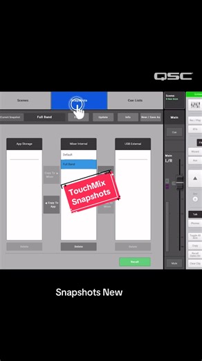 Learn how to use Snapshots on the TouchMix to quickly change mixer settings on the fly during a show. #audioengineer #livesound