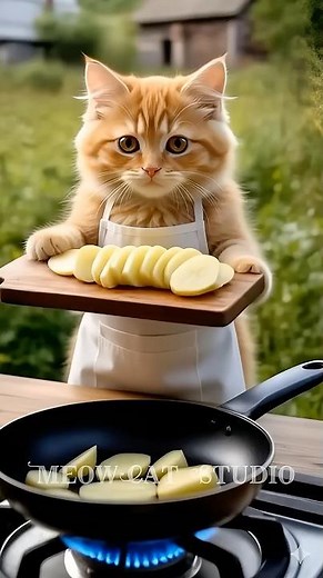 A cat munching on tasty potato chips #cat