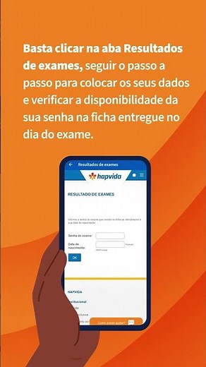Use o app Hapvida para conferir resultados de exames a qualquer hora e em qualquer lugar! 🧡