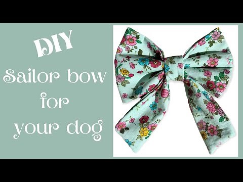 DIY: How to make dog sailor bow/with dog collar/free pattern!