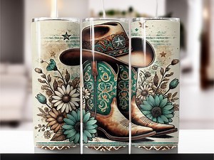 Cowboy Boots Tumbler Wrap: Western Floral Design (digital Download) - Etsy