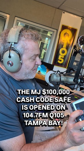 MJ Morning Show on 104.7 FM Q105 Tampa Bay. Nobody correctly guessed the 5-digit code to open the MJ $100,000 Cash Code safe. This morning after the contest concluded, I made sure the safe opened after getting the code from a sealed envelope. | Todd Schnitt