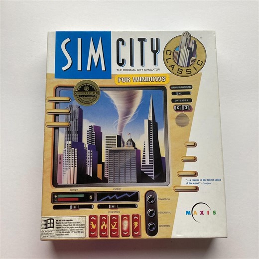 Vintage 1989 Simcity PC Game: Maxis Big Box Edition With Manuals & Floppy Disks - Etsy