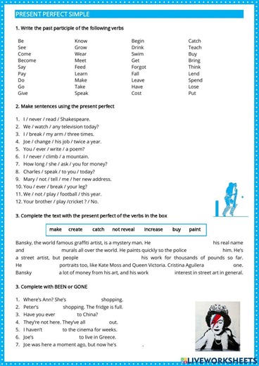 Present perfect simple interactive worksheet for ESO 2/3