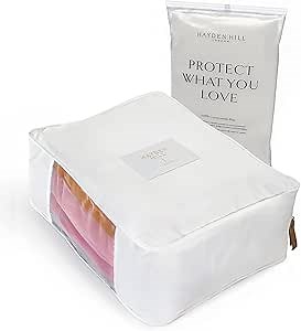 Hayden Hill Luxury Organic Cotton Sweater Storage Bag - Fits 4 Fine Knits - 15 Inch - Breathable Clothes Storage For Cashmere - Clothing Storage and Organizer For Closet - Certified Carbon Neutral