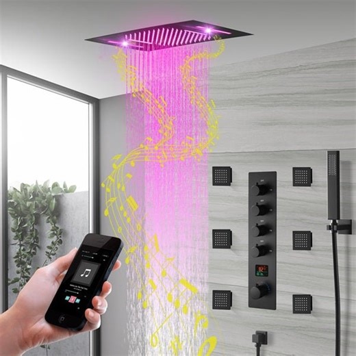 Cascada 15"x23" Trento Digital LED Music Shower System