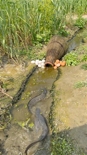 Amazing big catfish catching idea by polo trap #fishing #village #shortvideo